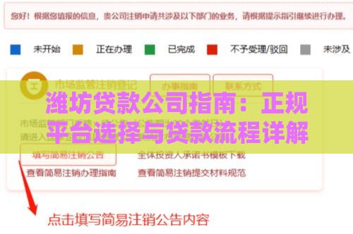潍坊贷款公司指南：正规平台选择与贷款流程详解