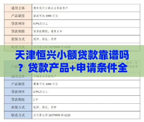 天津恒兴小额贷款靠谱吗？贷款产品+申请条件全解析