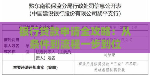 银行贷款申请全攻略：从条件到流程一步到位