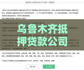 乌鲁木齐抵押贷款公司：流程、条件及避坑指南