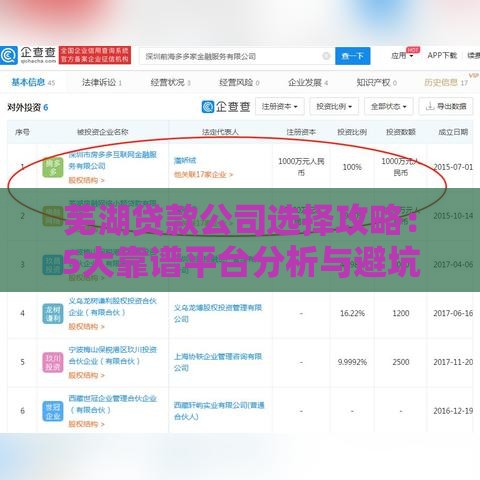 芜湖贷款公司选择攻略：5大靠谱平台分析与避坑指南