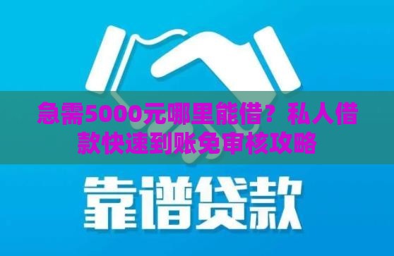 急需5000元哪里能借？私人借款快速到账免审核攻略