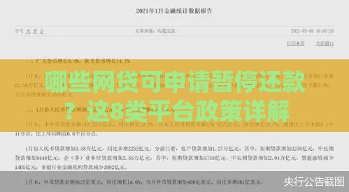 哪些网贷可申请暂停还款？这8类平台政策详解