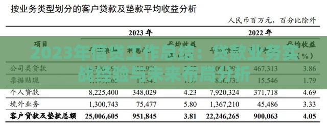 2023年信贷工作总结：贷款业务实战经验与未来布局分析