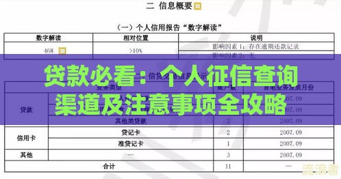 贷款必看：个人征信查询渠道及注意事项全攻略