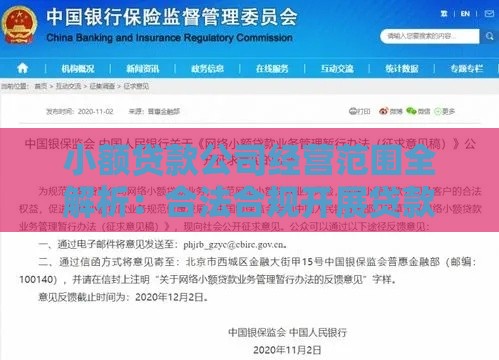 小额贷款公司经营范围全解析：合法合规开展贷款业务的必备指南