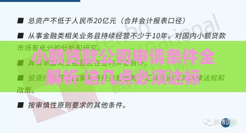 小额贷款公司申请条件全解析 这几点必须达标