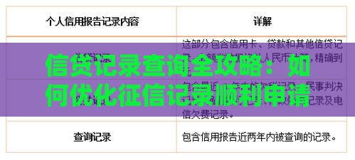 信贷记录查询全攻略：如何优化征信记录顺利申请贷款？