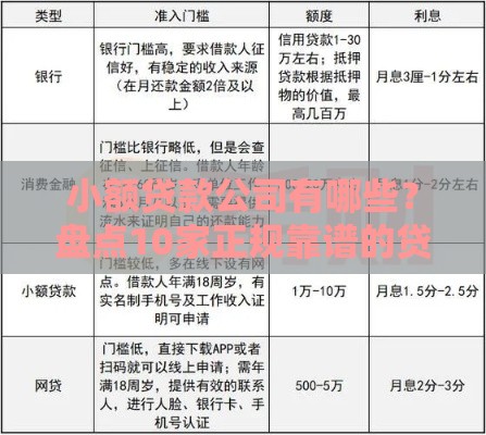 小额贷款公司有哪些？盘点10家正规靠谱的贷款机构