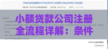 小额贷款公司注册全流程详解：条件、费用及注意事项