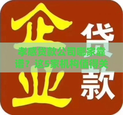 孝感贷款公司哪家靠谱？这5家机构值得关注