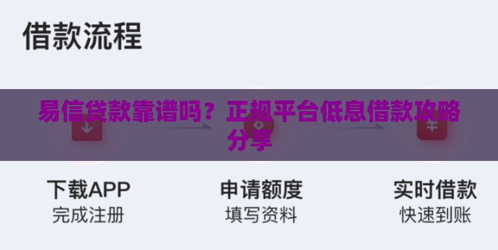 易信贷款靠谱吗？正规平台低息借款攻略分享