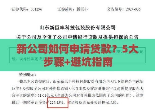 新公司如何申请贷款？5大步骤+避坑指南
