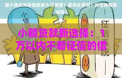 小额贷款新选择：1万以内不看征信的借款渠道盘点