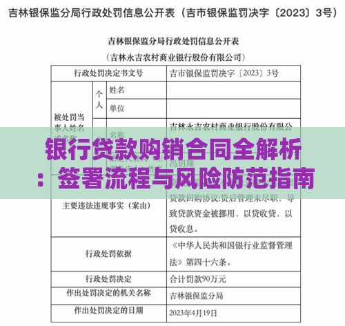 银行贷款购销合同全解析：签署流程与风险防范指南