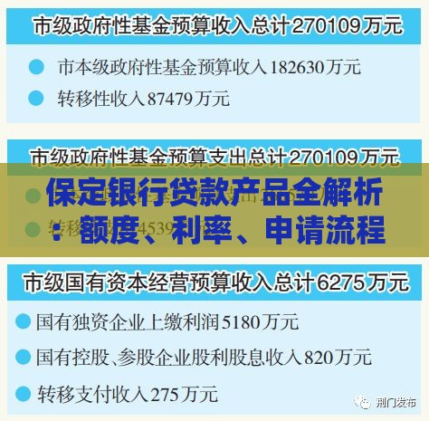 保定银行贷款产品全解析：额度、利率、申请流程一览