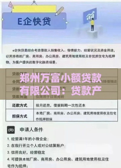 郑州万富小额贷款有限公司：贷款产品详解与申请指南