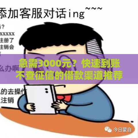 急需3000元？快速到账不查征信的借款渠道推荐