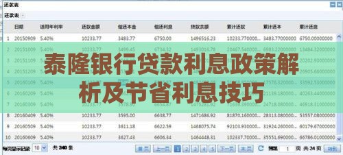泰隆银行贷款利息政策解析及节省利息技巧