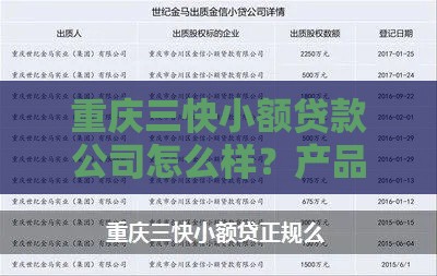 重庆三快小额贷款公司怎么样？产品解析与申请全攻略