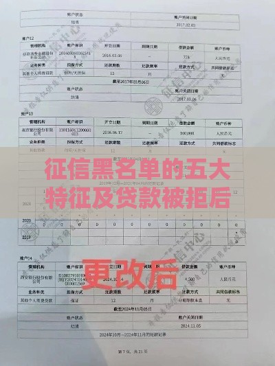 征信黑名单的五大特征及贷款被拒后的补救方法
