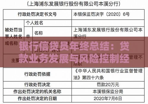 银行信贷员年终总结：贷款业务发展与风险控制经验