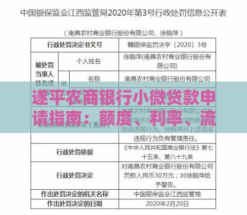 遂平农商银行小微贷款申请指南：额度、利率、流程全解析