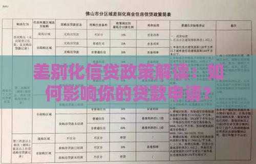 差别化信贷政策解读：如何影响你的贷款申请？