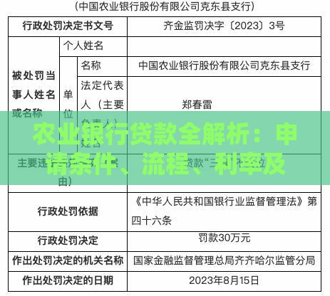 农业银行贷款全解析：申请条件、流程、利率及常见问题解答