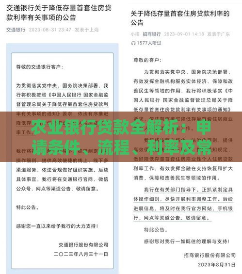 农业银行贷款全解析：申请条件、流程、利率及常见问题解答