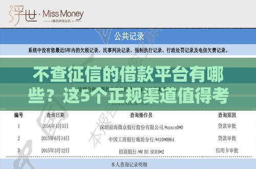 不查征信的借款平台有哪些？这5个正规渠道值得考虑