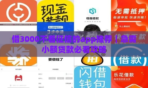 借3000不看征信的app推荐｜急需小额贷款必看攻略