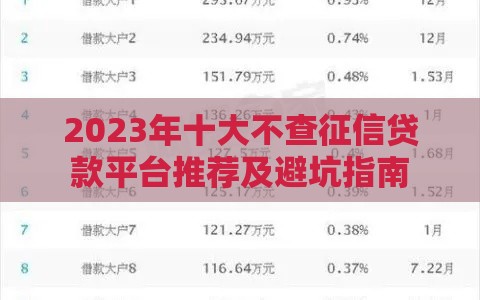 2023年十大不查征信贷款平台推荐及避坑指南