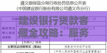 建设银行贷款客服全攻略：服务渠道、使用技巧与常见问题解答
