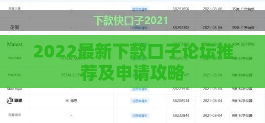 2022最新下款口子论坛推荐及申请攻略