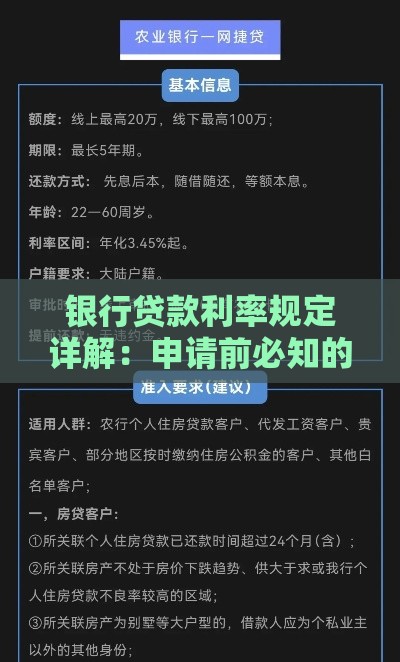 银行贷款利率规定详解：申请前必知的六大要点