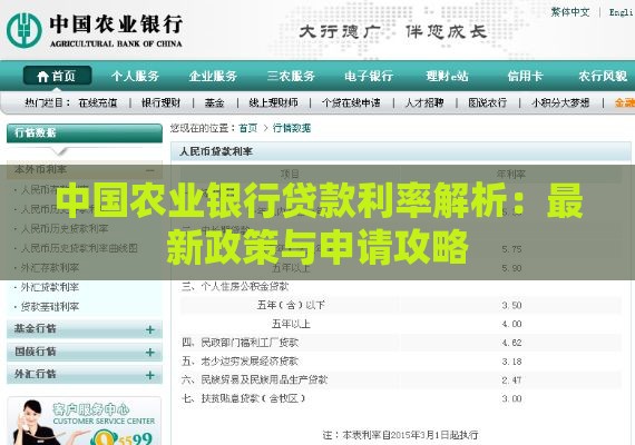 中国农业银行贷款利率解析：最新政策与申请攻略