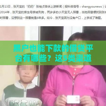 黑户也能下款的借贷平台有哪些？这5类渠道可尝试