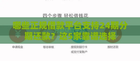 哪些正规借款平台支持24期分期还款？这5家靠谱选择