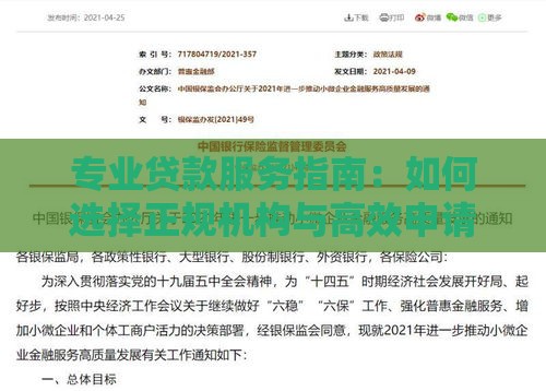 专业贷款服务指南：如何选择正规机构与高效申请流程