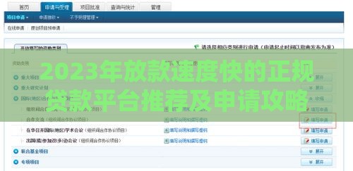 2023年放款速度快的正规贷款平台推荐及申请攻略