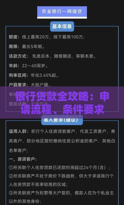 银行贷款全攻略：申请流程、条件要求与注意事项