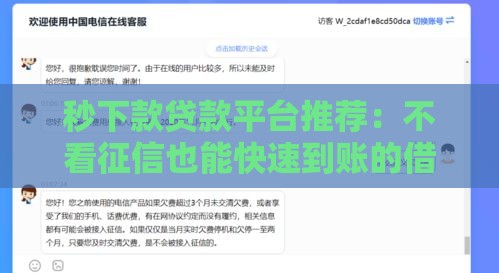秒下款贷款平台推荐：不看征信也能快速到账的借款渠道