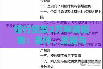 银行贷款2万申请指南：条件、流程与注意事项