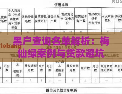 黑户查询名单解析：梅仙绿案例与贷款避坑指南