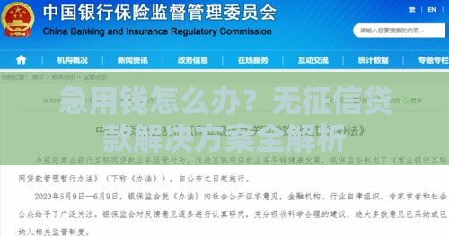 急用钱怎么办？无征信贷款解决方案全解析