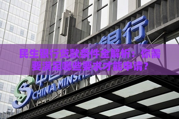 民生银行贷款条件全解析：你需要满足哪些要求才能申请？