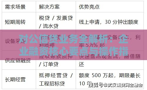 对公信贷业务全解析：企业融资核心要点与操作指南