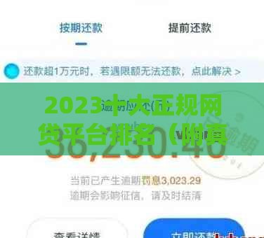 2023十大正规网贷平台排名（附真实测评+避坑指南）