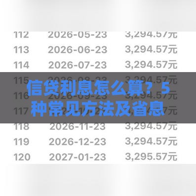 信贷利息怎么算？5种常见方法及省息技巧全解析
